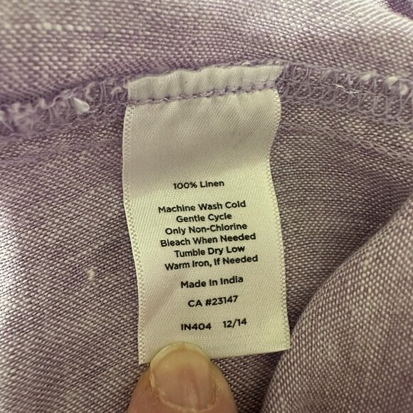 Talbots Lilac, 100% Linen, Button Down Shirt, Size M - Picture 10 of 16